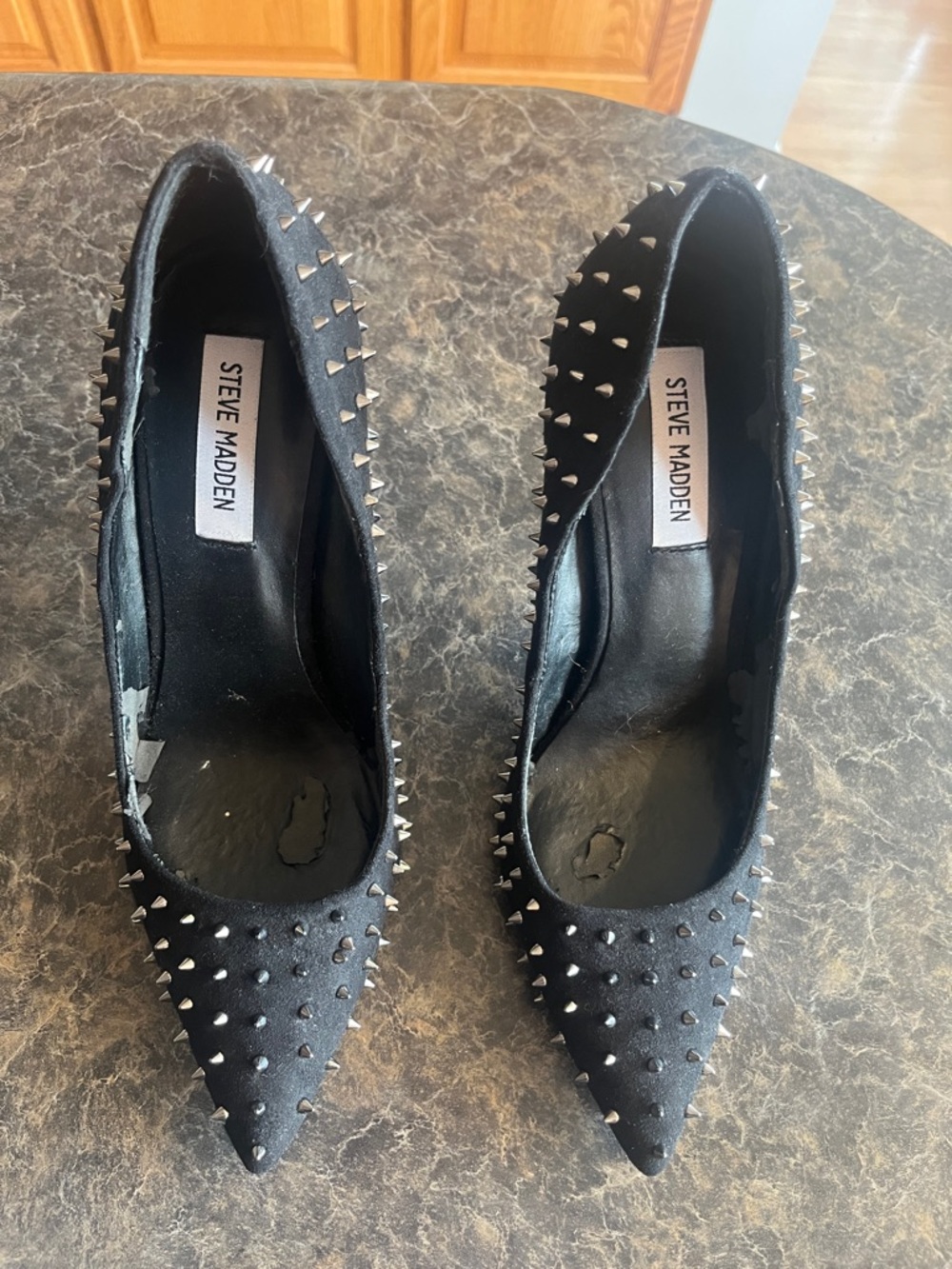Steve Madden Black Studded Pointed-Toe Heels